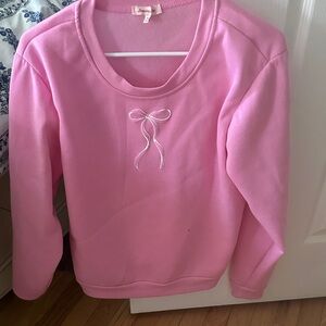 Pink Long Sleeve Top with Bow Detail